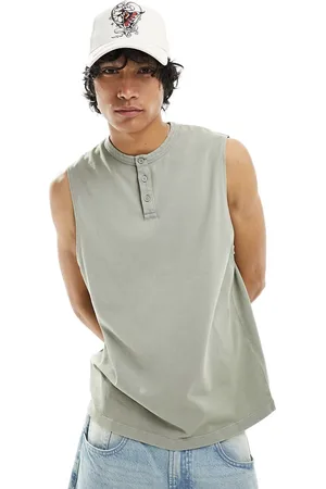 ASOS Vest in vintage wash with button detail