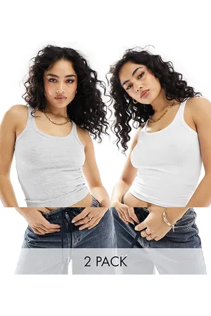 Cotton On Cotton On 2 pack scoop neck vest grey white