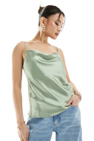 River Island Cowl neck cami top in khaki