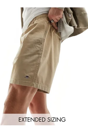 GANT Drawstring logo stretch cotton shorts in khaki beige