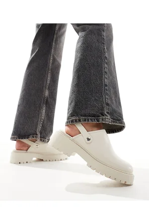 London Rebel Cleated sole clogs in cream