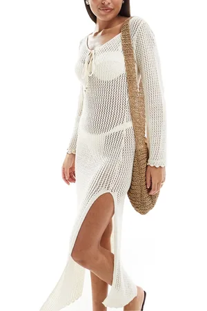 New Look Long sleeve key hole maxi dress in