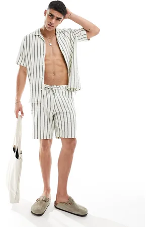 SELECTED Co-ord textured short in stripe