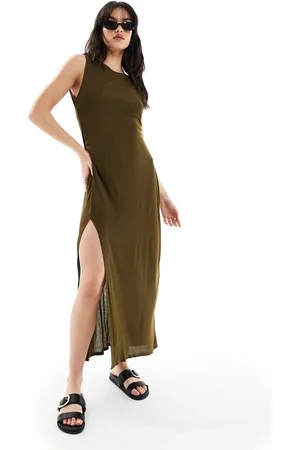 MANGO Sleeveless midi jersey dress in