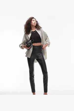 Topshop Faux leather skinny stretch trouser in