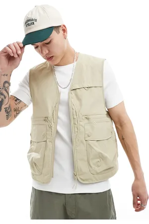 River Island Utility gilet in medium stone