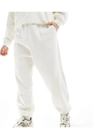 4th & Reckless Exclusive boucle embossed NY logo joggers co-ord in cream