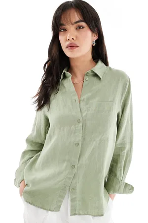 MANGO Linen shirt in light