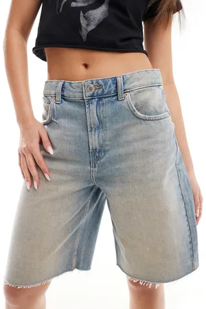 Pull&Bear Relaxed longline denim short in light