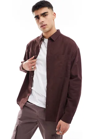 ASOS 90s oversized linen blend shirt with square collar in