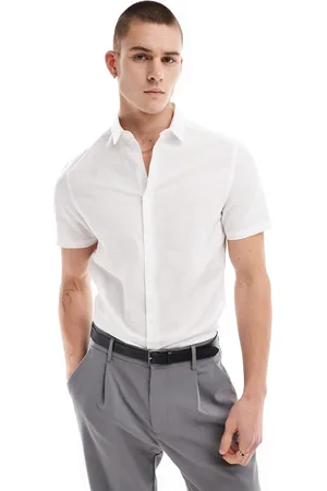 ASOS Regular smart linen shirt with penny collar in