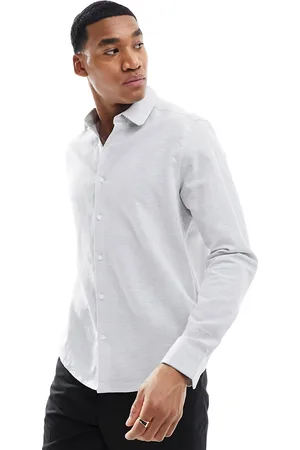 ASOS Regular smart linen shirt with penny collar in light