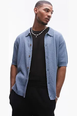 Topman Nibbled knitted button through polo in