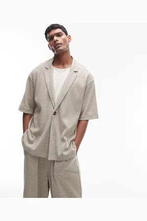 Topman Oversized fit jersey wrap polo with textured jacquard in sage