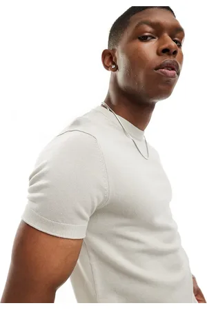 Pull&Bear Fine knitted muscle fit t-shirt in