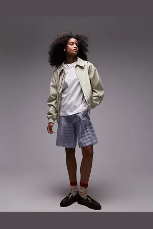 Topshop Cotton collar bomber jacket in stone