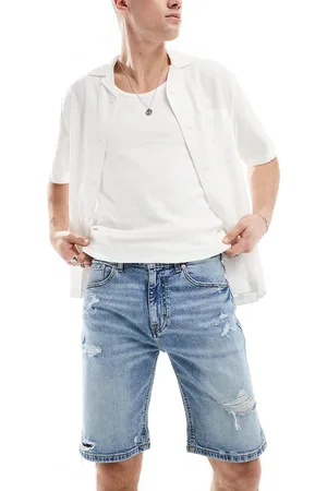 Pull&Bear Slim fit ripped denim shorts in