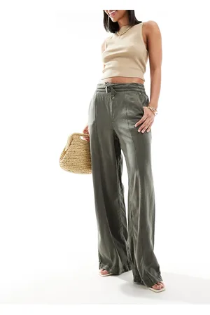 River Island Wide leg trouser in dark khaki