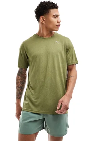 PUMA Training logo heather t-shirt in khaki