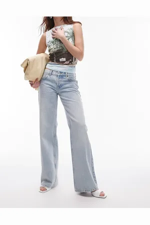Topshop Ember Low rise wide leg jeans in bleach