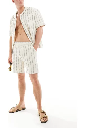 Pull&Bear Striped co-ord short in ecru