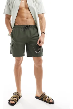 New Look Cargo swim shorts in dark khaki