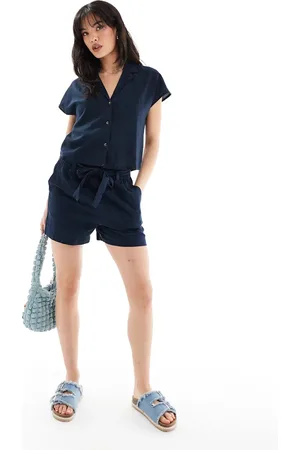 JDY Tie detail linen mix short co-ord in