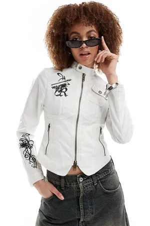 Reclaimed Nylon motor jacket with embroidery in