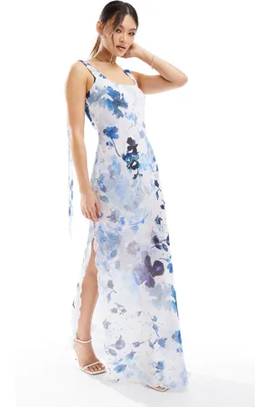 NA-KD Frill hem maxi dress in print