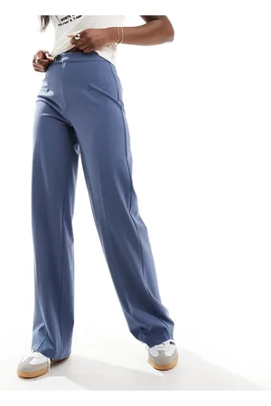 Pull&Bear Wide leg pleat tailored trouser petrol blue