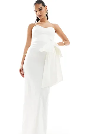 Vesper Exclusive bandeau oversized bow maxi dress in