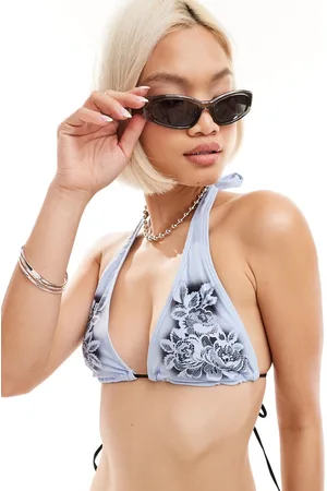 COLLUSION Co-ord tattoo bikini top in light