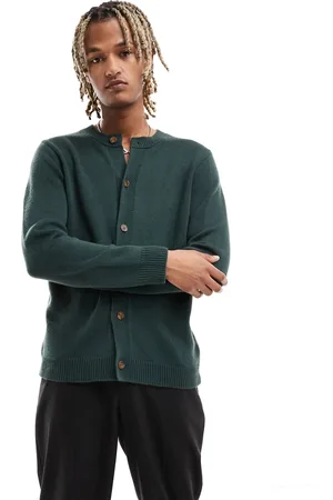 ASOS Knitted crew neck cardigan in dark