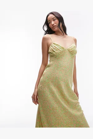 Topshop Midi slip jacquard dress in floral print