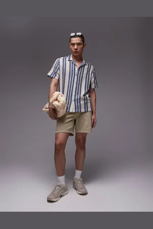 Topman Short sleeve relaxed striped crochet shirt in
