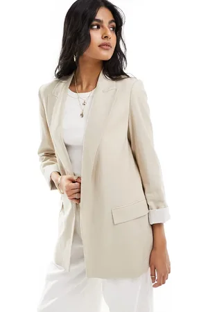 Stradivarius Linen look blazer in natural