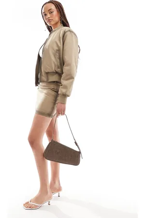 MANGO Washed look co-ord mini skirt in tan