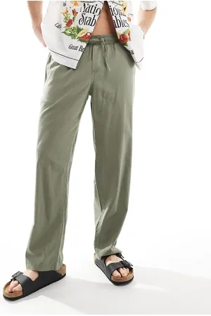 JACK & JONES Loose linen trouser with drawstring waist in
