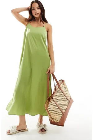 New Look Plain satin strappy midi dress in