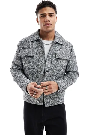 River Island Salt and pepper trucker jacket in