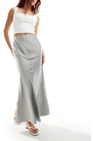 Weekday Paige mermaid fit satin maxi skirt in