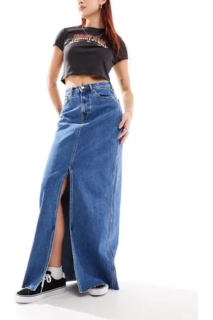 Tommy Hilfiger Claire high waist maxi skirt in mid wash
