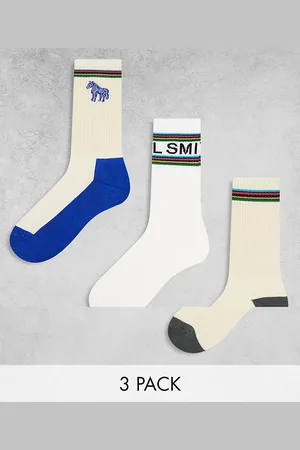 Paul Smith Paul Smith 3 pack socks in cream blue with logo stripe