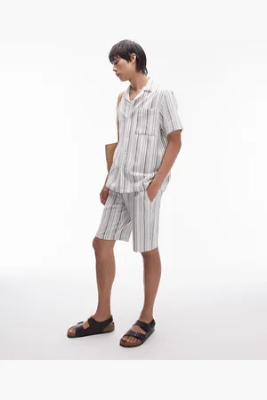 Topman Co-ord stripe shorts in ecru