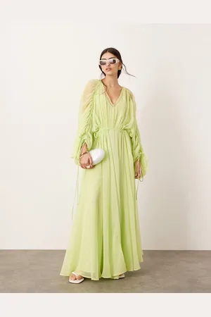 ASOS Extreme chiffon gathered waist maxi dress in apple