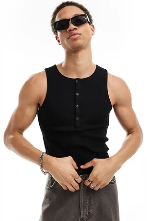 COLLUSION Rib slim fit button vest in