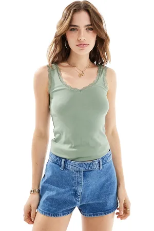 New Look Lace trim v neck vest in