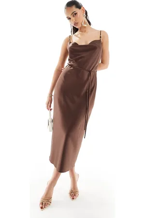 River Island Cowl slip dress with beads in