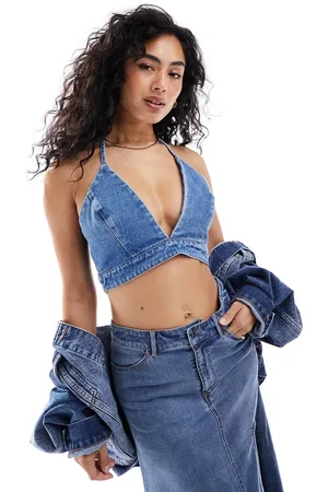 Bardot Denim crop top co ord in
