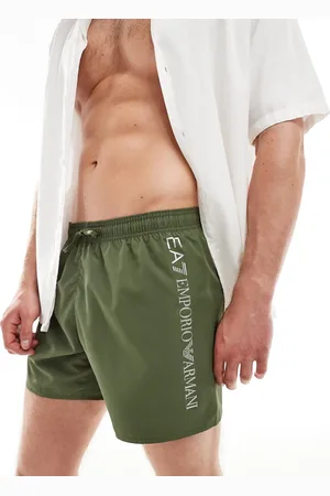 EA7 Armani verical side logo swim short in khaki